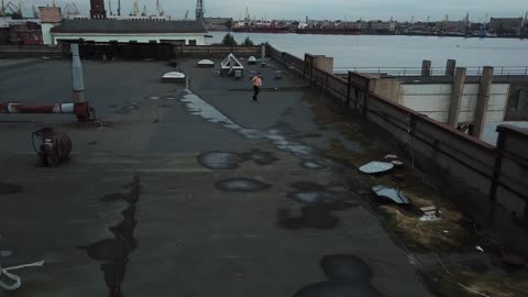 Man Dancing Hip-Hop On Rooftop