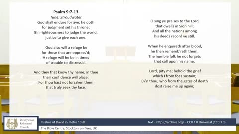 Psalm 9:7-13 (Tune: Stroudwater) - Congregational Singing | Presbyterian Reformed Church of Stockton