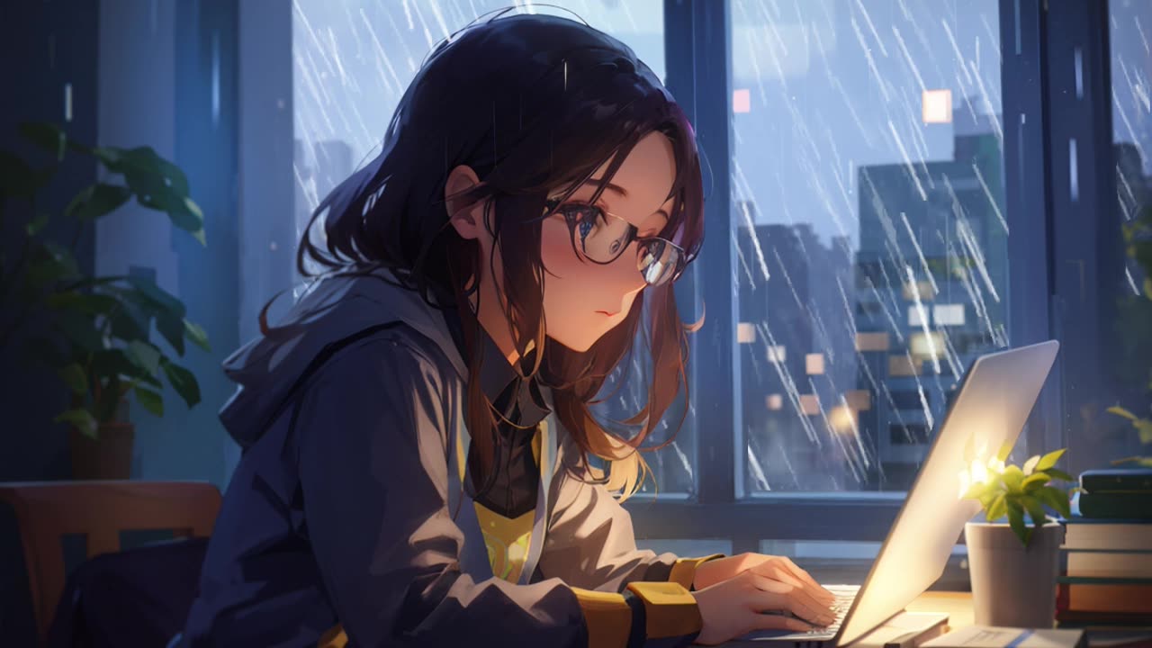 Rainy night with Lofi music helps study better | Chill Lofi Music