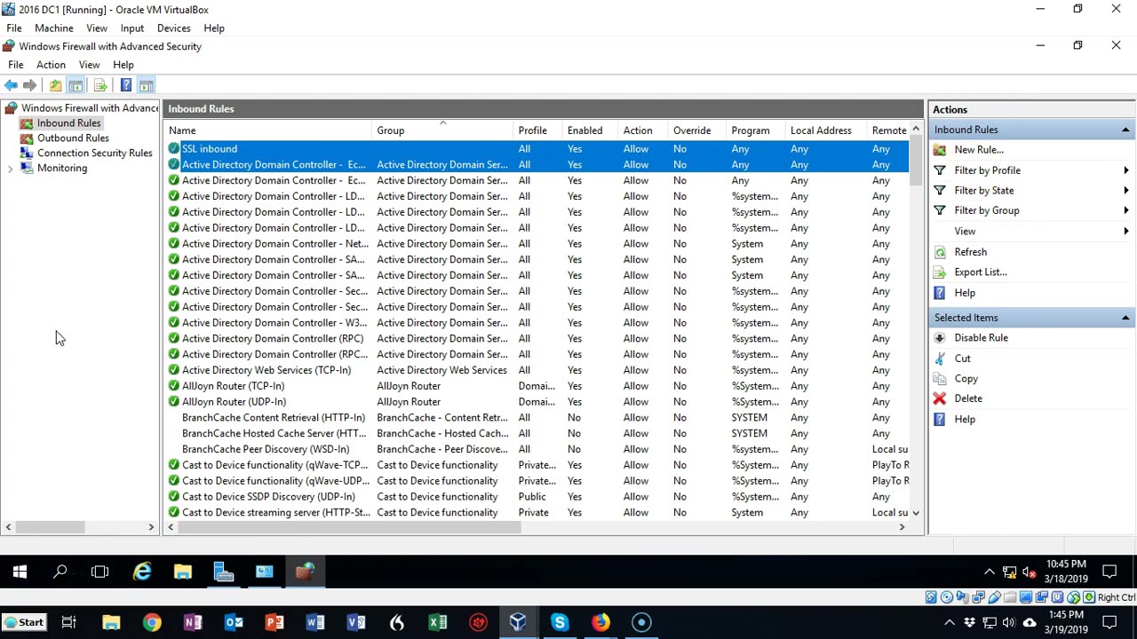 Allow an inbound port thru a Windows Firewall