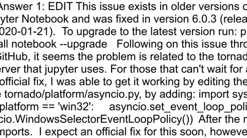 Jupyter Notebook with Python 38 NotImplementedError