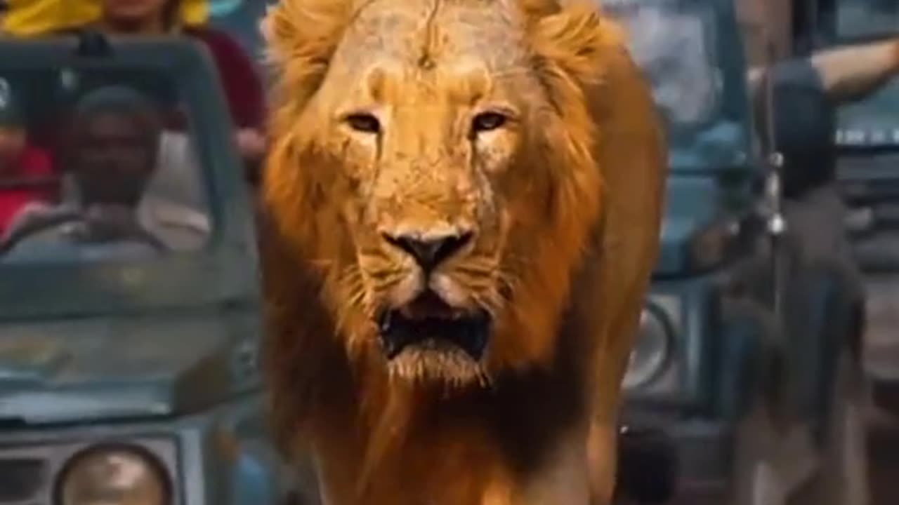 The majestic Lion in front of