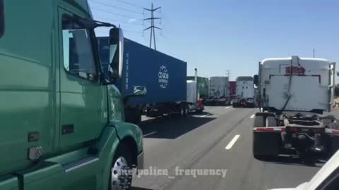 LA truckers start a 24-hour protest of a state law to limit use of independent contractor drivers.