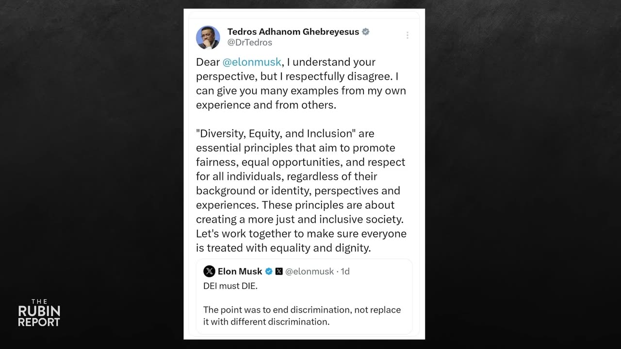 The Rubin Report - Head of WHO Attacks Elon Musk for Daring to Say This Fact