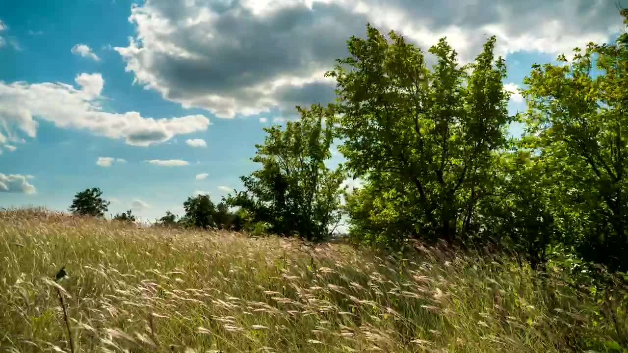 Landscape of the clouds moving above the hill