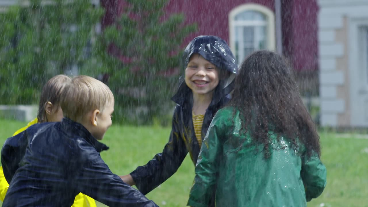 Kids playing in the Rain