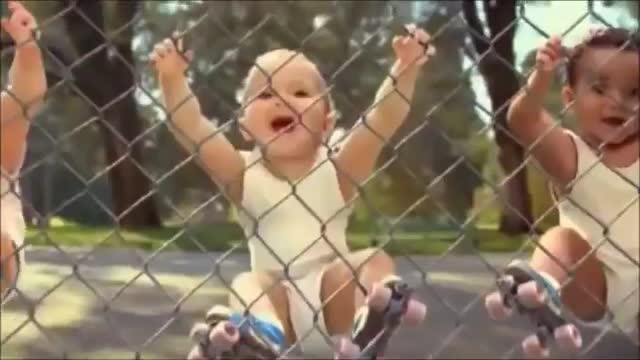 Cute baby play with skating