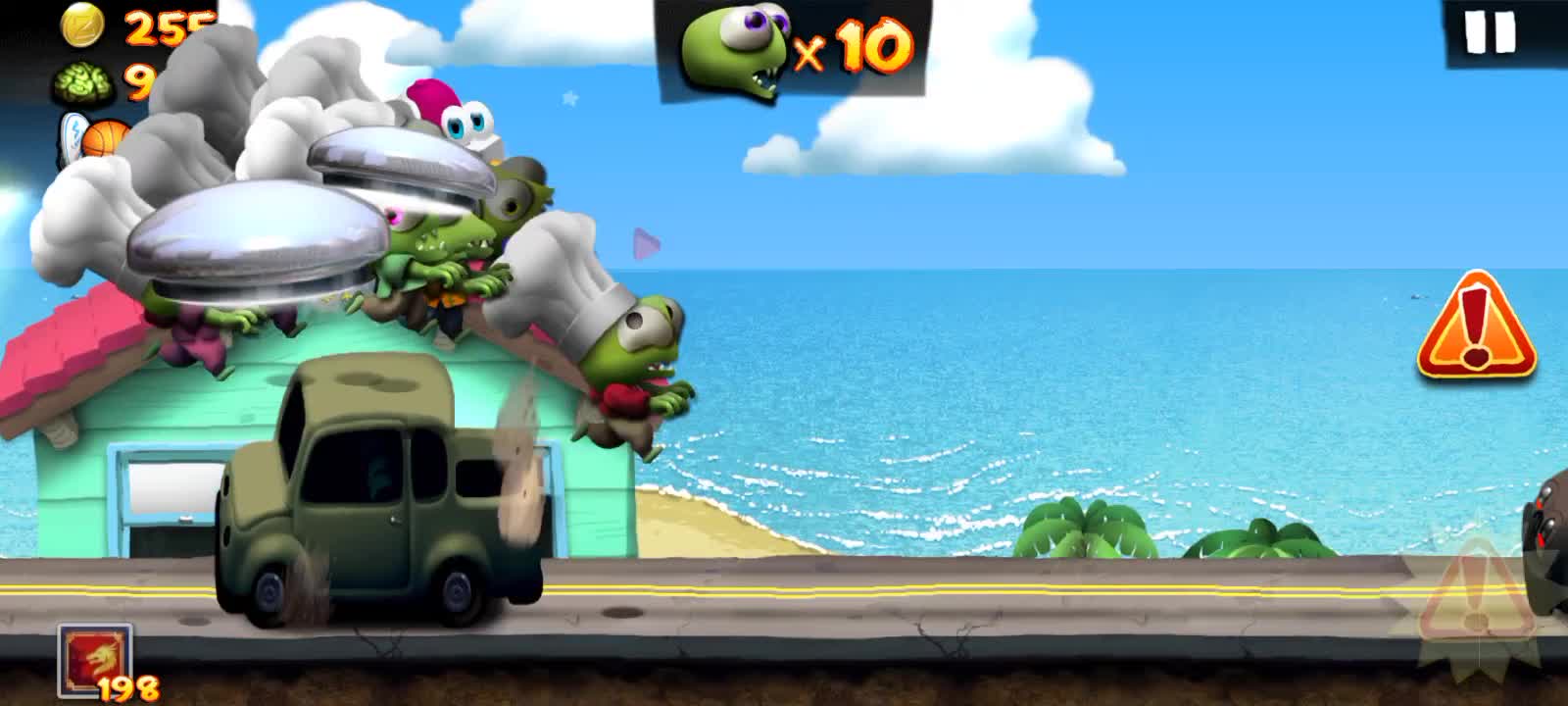 Playing a match with the hat unlocked in the Zombie Tsunami (COOK CAP) game.