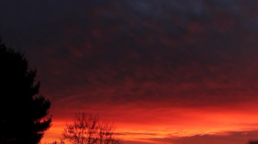 The sky is slowly darkening in the red sunset