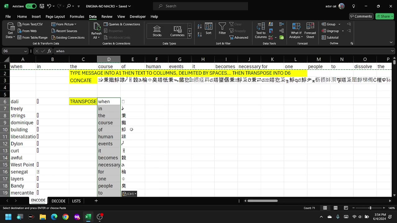 Excel Enigma Machine - without macro's