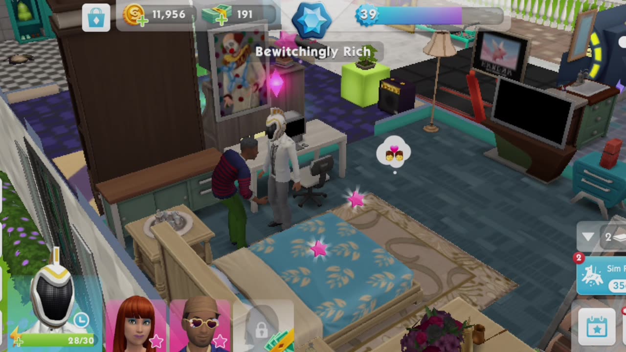 The Sims Mobile - Grab a Snack none left, Woohoo bed => Love another sim