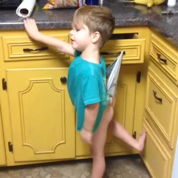 Boy Gets Tighty-Whities Stuck On Kitchen Drawer Handle