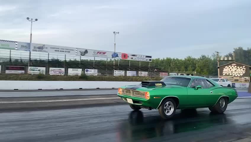 Old School Hemi Cuda Spanks New School Twin Turbo Mustang