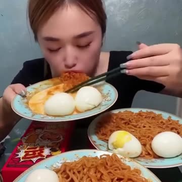 FAST EATING CHALLENGE ( 8 Eggs, 8LB Noodles ) | #asmr #food #shorts