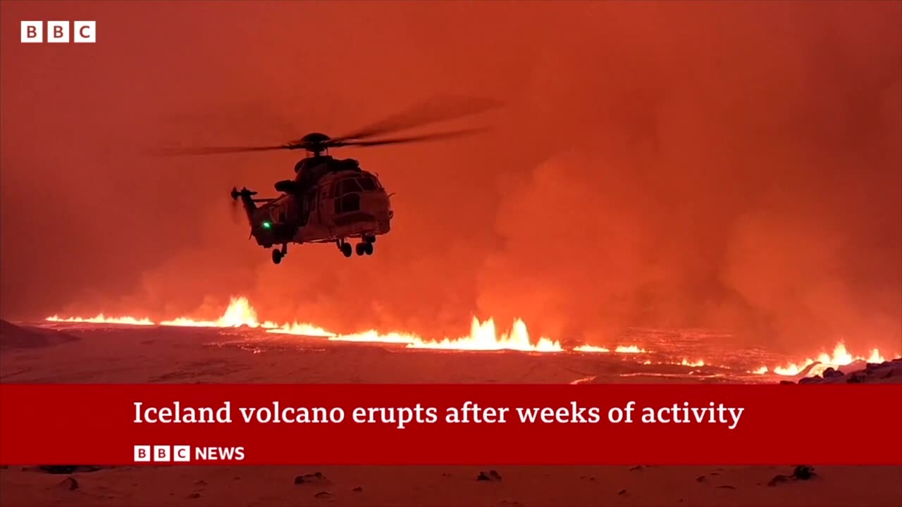 Iceland volcano erupts on Reykjanes peninsula | BBC News