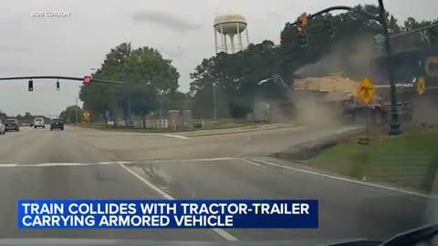 Dramatic video shows train plow into semi carrying tank in South Carolina