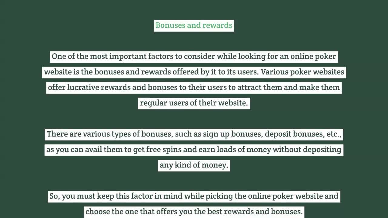 Guide to choose the best online poker site