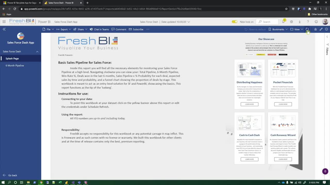 Power BI Template App - Salesforce Dash