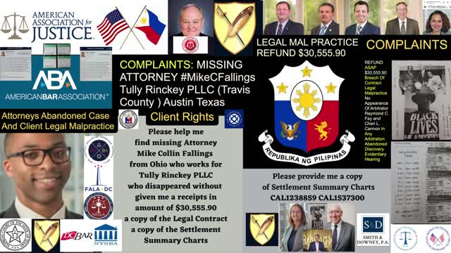 Supreme Court / State BAR Counsel / BBB / DCBAR / Mike C. Fallings Esq Tully Rinckey PLLC / Abandoned Client / Refund $30,555.90 Legal Malpractice