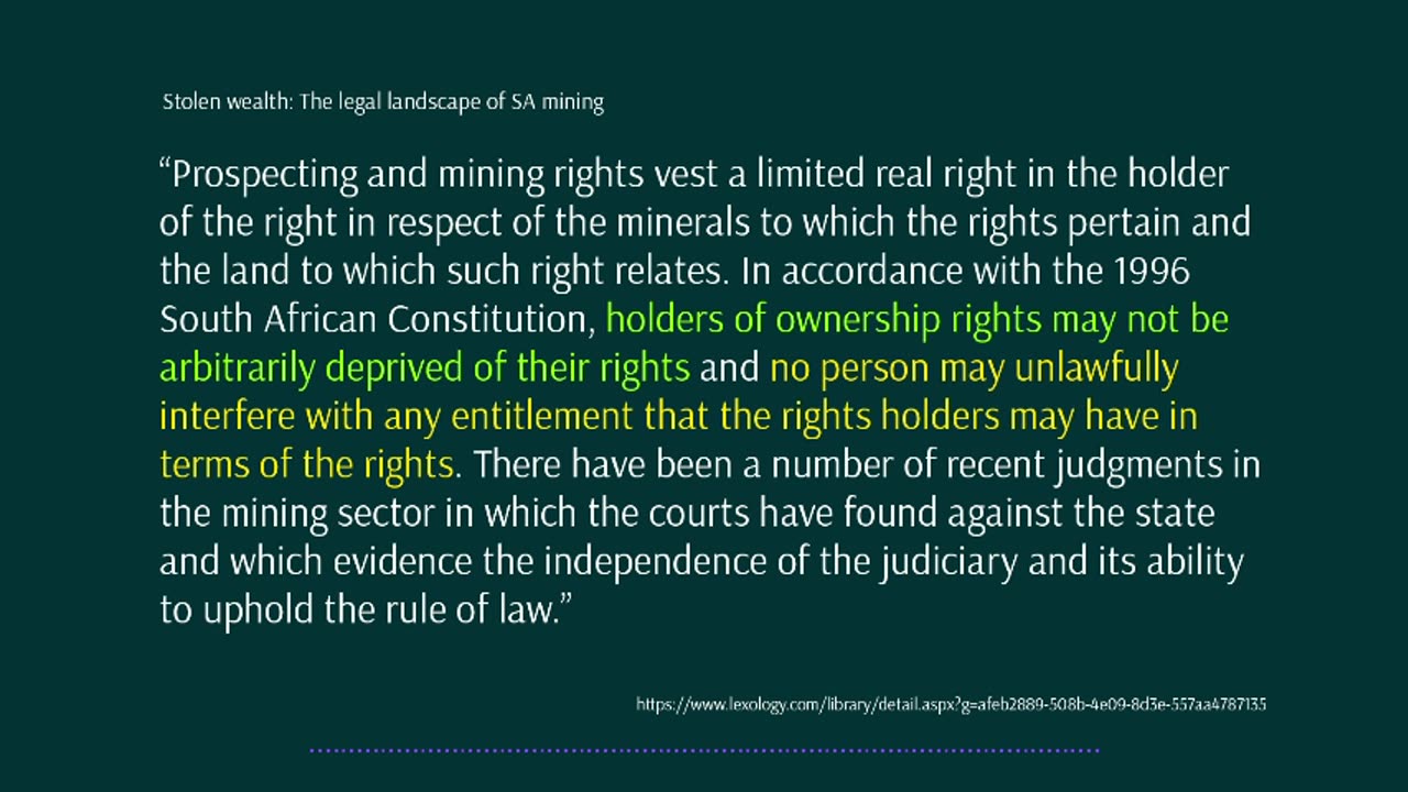 Mineral Law in South Africa and How Its Ignored - PLATINUM