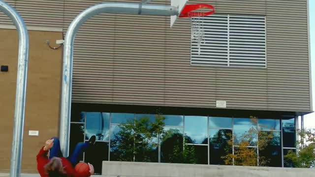 Basketball Collision with Video Mirroring on HS Outdoor Basketball Court