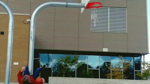 Basketball Collision with Video Mirroring on HS Outdoor Basketball Court