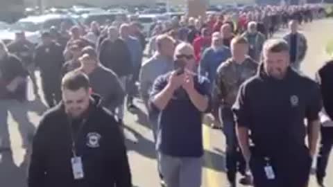 General Electric employees walk off the job in protest against vaccine mandates.