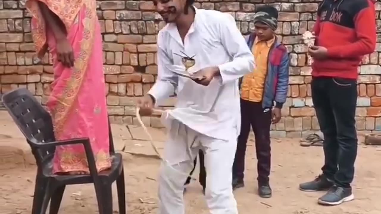 Indian boy worshiping his wife.So funny video 🤣