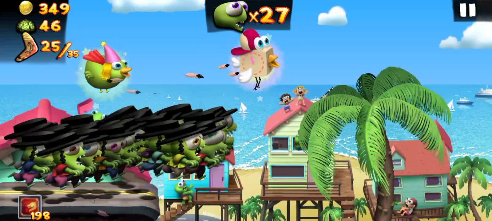 Playing a match with the hat unlocked in the Zombie Tsunami (RABBI HAT) game.