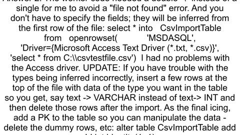 How to create and populate a table in a single step as part of a CSV import operation