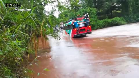 Crazy Bus VS Dangerous Roads | Bus Nearly Falls off Cliff, Crossing Extremely Muddy & Steep Hill