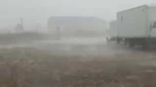 High wind with Rain in open field