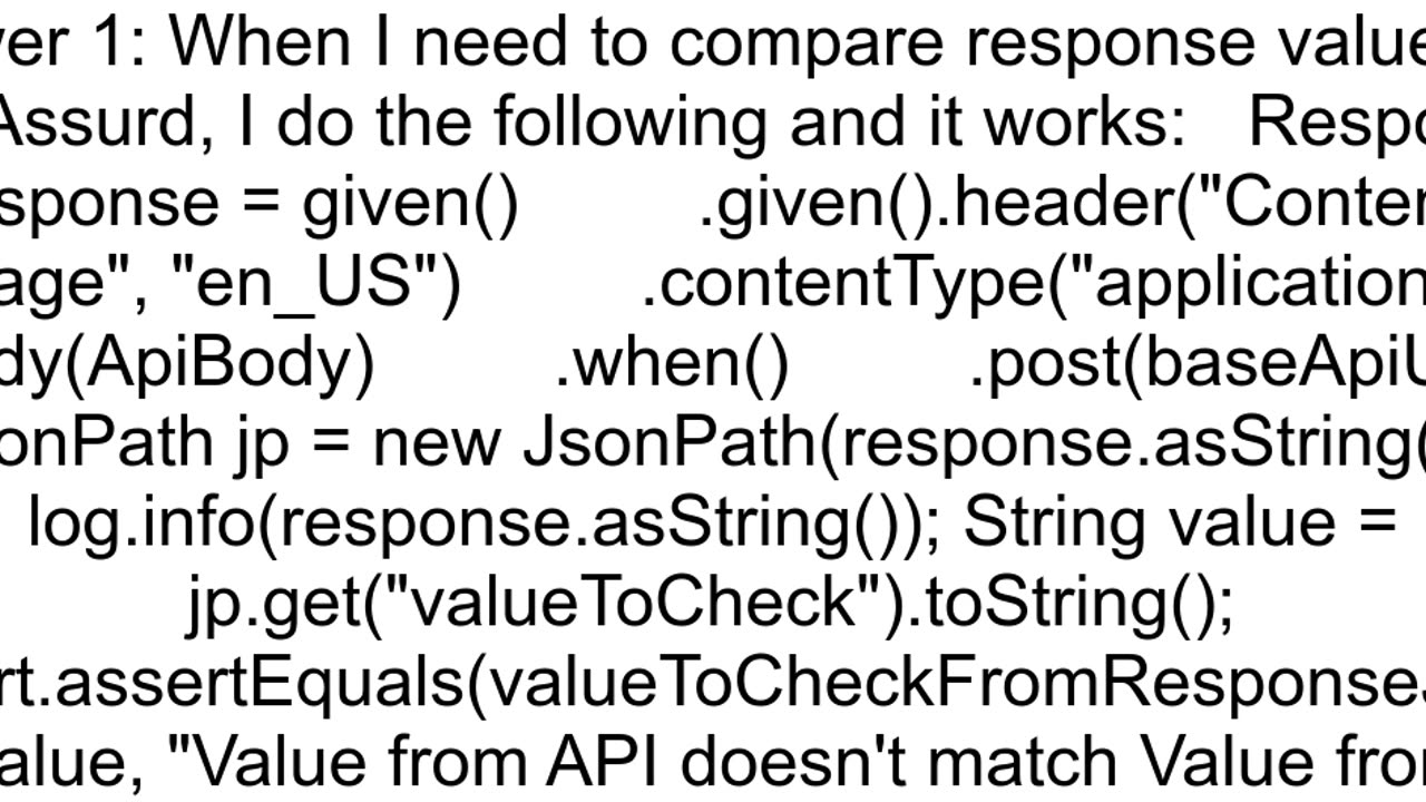 Rest Assured javalangAssertionError JSON path body doesn39t match