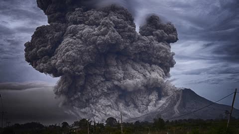 Watch a volcano eruption causing a tsunami in Japane