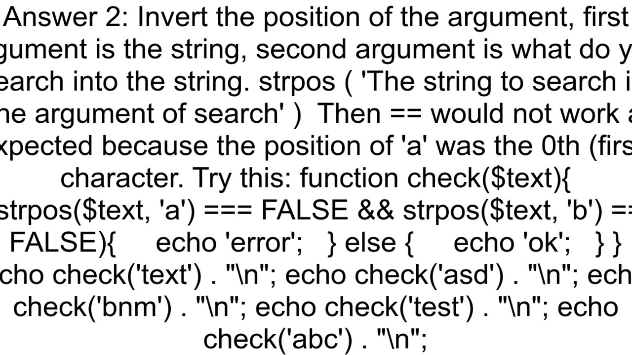 strpos false give unexpected result when needle string exists at start of haystack string