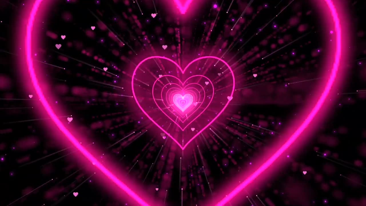 1143. Heart tunnel background💖Pink Heart Background Neon Heart