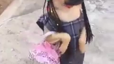 The dog walks on its feet