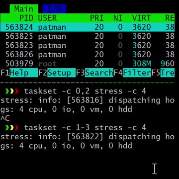 linux: taskset -c 0-2