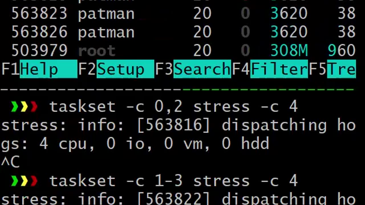 linux: taskset -c 0-2