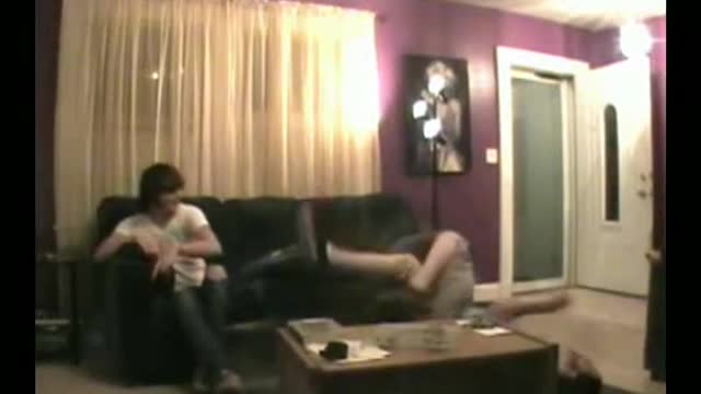 couch air bag explodes with a punch of teens and they all kiss the seeling