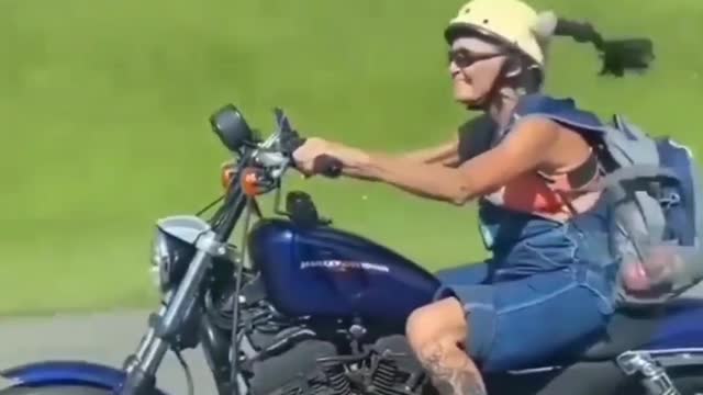 Granny on Heavy Motorbike