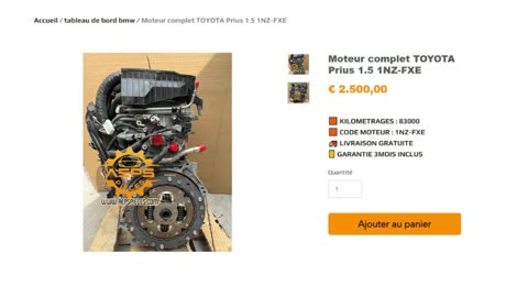 AEPSPIECES.COM - Moteur complet TOYOTA Prius 1.5 1NZ-FXE