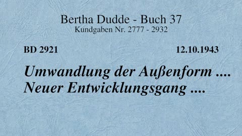 BD 2921 - UMWANDLUNG DER AUSSENFORM .... NEUER ENTWICKLUNGSGANG ....