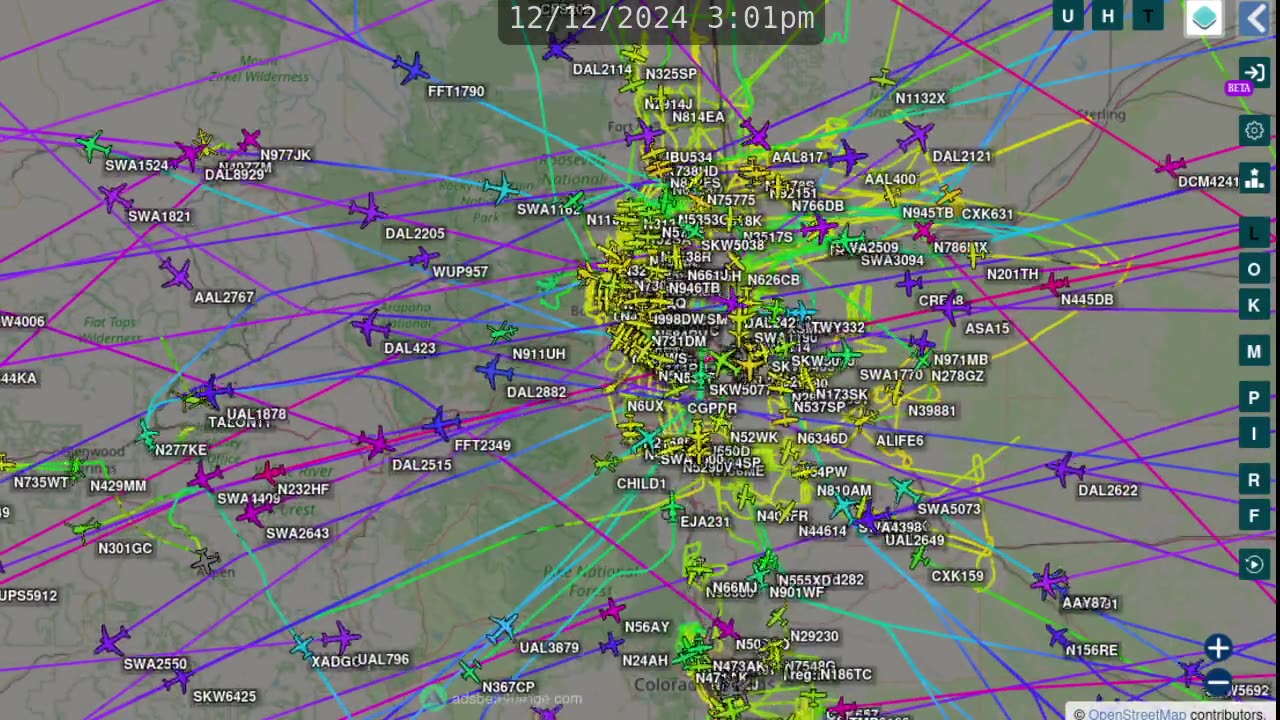 Past few days of Denver Colorado Airport Air Traffic - Dec 14th 2024 -