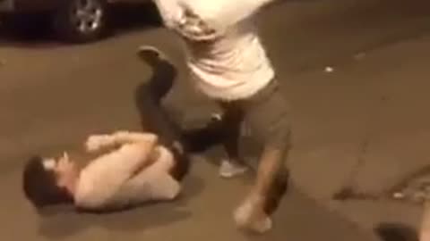 Street wrestle pink short white shirt big guy