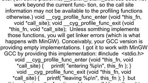 39finstrumentfunctions39 not priniting function names
