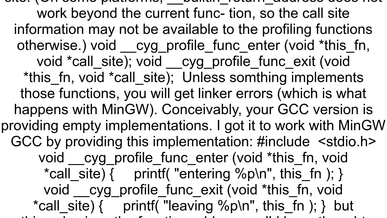 39finstrumentfunctions39 not priniting function names
