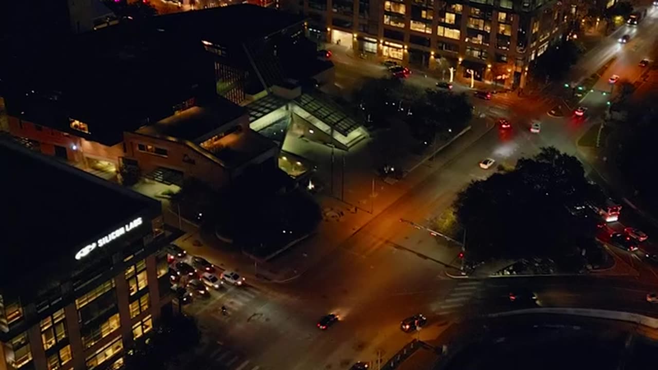 Aerial view of a big city at night