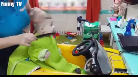 cute babies reaction in the first time they cutting hair- funny video compilation