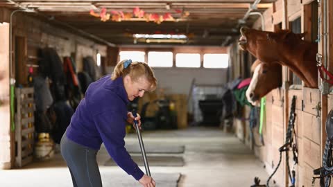 woman-cleaning-the-stable